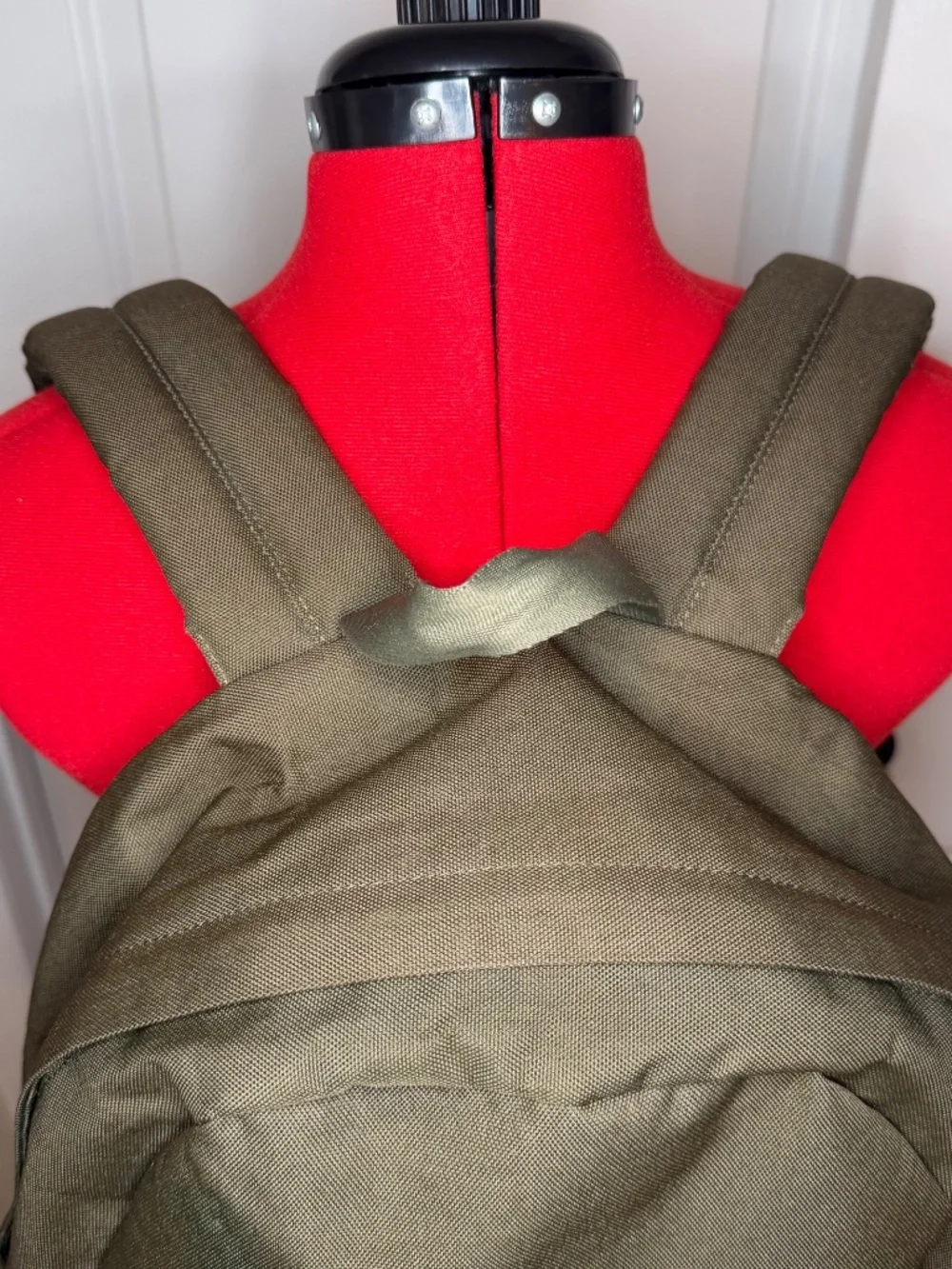 Herschel Heritage Backpack Army Green Canvas Faux Brown Leather Bottom Backpack